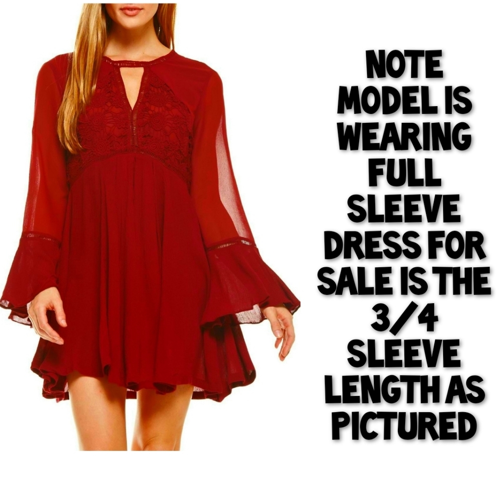 B Sharp Mini Dress Size Small Red Bohemian Keyhole Cutout Nwot - Picture 12 of 13